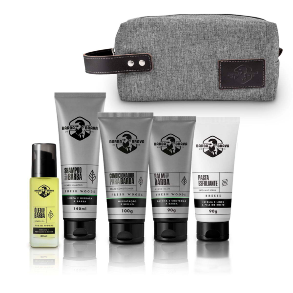 kit completo fresh woods necessaire barba brava